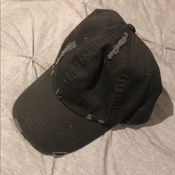 Grey Ripped Baseball Hat - Picture 3 of 3